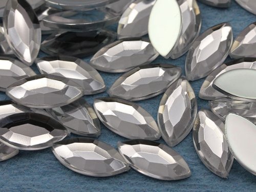 Allstarco 15x7mm Blue Sapphire Lite AB Navette Flat Back Acrylic Rhinestones Marquise Gems for Crafts Horse Eye Costume Embelishments Card Making Jewels Jewelry Making Cosplay Jewels 40 Pieces - Image 4