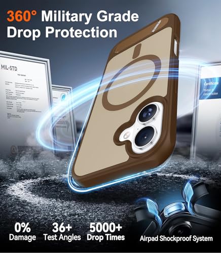 Image of Designed for iPhone 17 Case, [Built-in Invisible Kickstand][Compatible with MagSafe][Military Grade Shockproof] Slim Translucent Matte Phone Case 6.3 inch (Desert Brown)