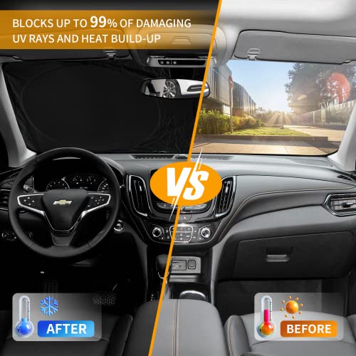 Car Windshield Sun Shade for 4Runner 2003-2009-Sunshade for Front Window Cover Custom Fit Toyota RAV4 4Runner Sequoia Land Cruiser Sun Visor Protector 210T Fabric Foldable Shades Block UV Ray (M+