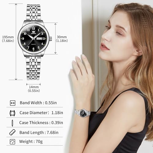 Image of OLEVS Luxury Ladies Watches,Women's Watch with Day and Date,Female Watch for Small Wrist,Gold Stainless Steel Watches for Women,Easy Read Ladies Wrist Watches Waterproof(Adjustable Strap