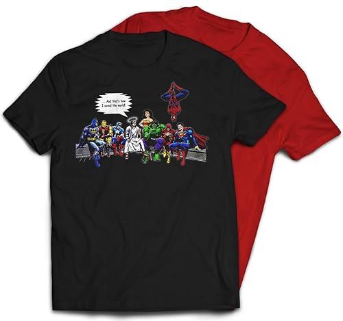 Five Up Tees Jesus Superheroes That's How I Saved The World T-Shirt (2XL, Black)