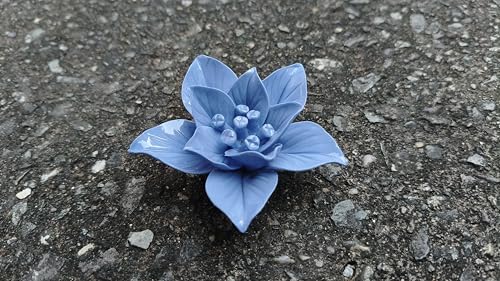 Image of Ceramic Flower Wall Art Decor, Artificial Flower Wall Sculpture,Handmade Ceramic Flowers for Home,Hallway,Living Room, Kitchen,Bathroom (Royal Blue,Gardenia, 2.76 inch)