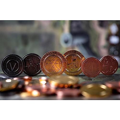 Vesuvius Media - Metal Medieval Coins Set (50pcs) - Boardgame -Recommended Minimum Players 1- Recommended Age 7+- English