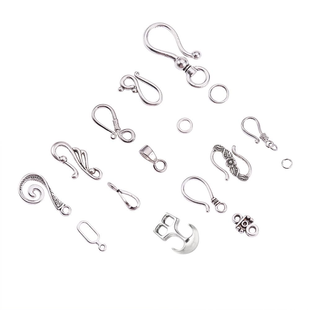 Fermoirs à bascule en forme de S PH PandaHall au fini argent antique et détails minutieux x50