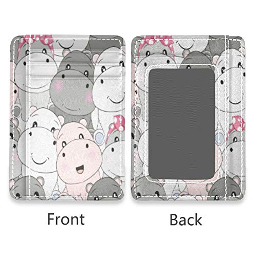 susiyo Cute Baby Hippo Slim Minimalist Wallets Rfid Blocking Card Wallets PU Leather Front Pocket Wallets for Men and Women2
