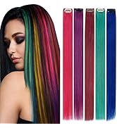 RUNATURE Multiple Colors Clip in Hair Extensions Real Human Hair Double Weft Rainbow Hair Extensi...