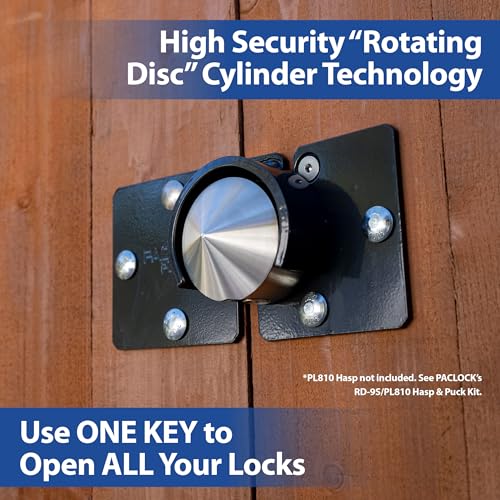Image of PACLOCK's 9-Series Patented Cone Puck w /Tapped Holes, High Security Rotating Disc, Manufacturer-Controlled Key Assigning, Exclusive Key Number, U-Pick! Keyed Alike w / 1 Key, Stainless Steel