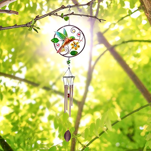 image for CREATIVE DESIGN Wind Chimes, 32''H Hummingbird Wind Chimes, Portable M