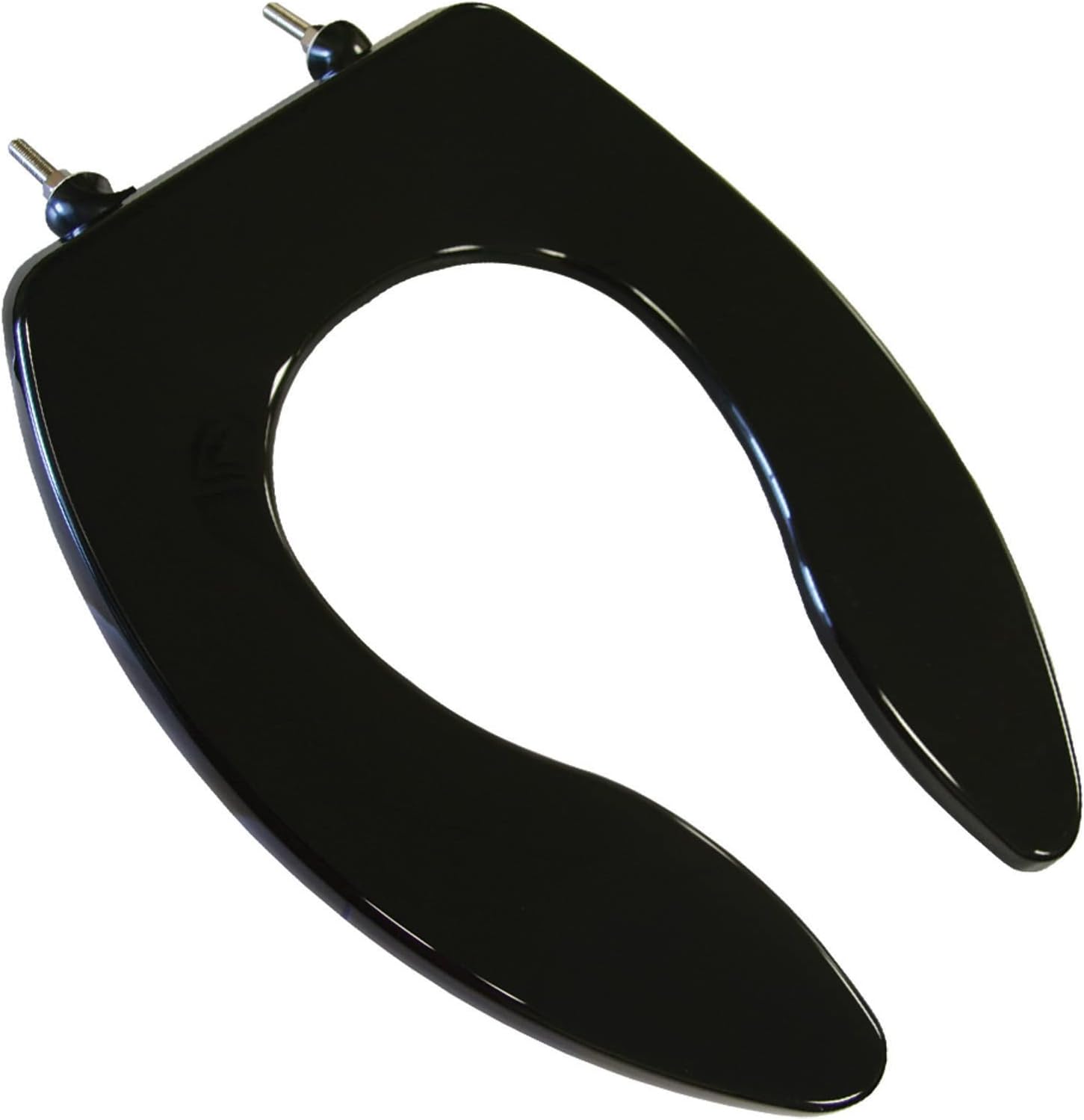 4Q1E4SSC-90 Commercial Extra Heavy Duty Self-Sustaining Plastic Toilet Seat, Open Front without Cover, Elongated, Black