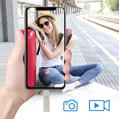 Flash Drive Compatible iPhone, Photo Stick 128GB Support iPhone, Memory Stick Photostick Mobile, Thumb Drive USB 3.0 Compatible iPhone/iPad/Android Backup OTG Smart Phone QARFEE Silver - Thumbnail 5