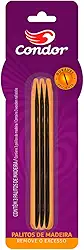 Kit com 3 Palitos Para Unhas em Madeira Durável, Condor, Marrom, Pequeno
