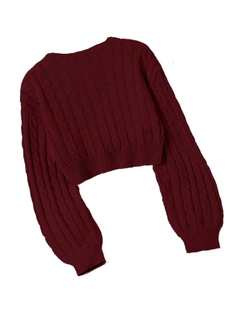 Womens Pullover Sweaters Solid Color Crew Neck Knit Casual Pullover Sweater