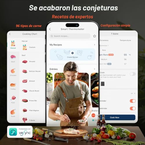 Termómetro de carne inteligente COSORI para parrilla con control inalámbrico de 50m 7