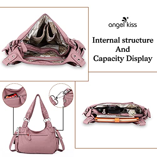 Image of Angel Kiss Large Purses and Handbags for Women Washed Faux Leather Crossbody Hobo Satchel Shoulder Handbag Tote Purse