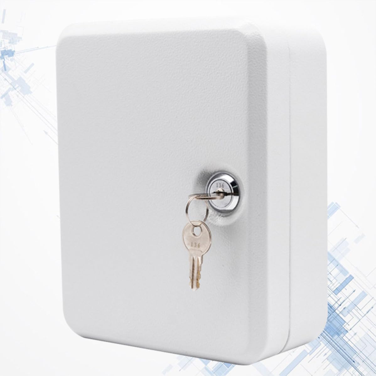 Caja de Llaves con Esquinas Redondeadas con 20 Ranuras de Acero y Cerradura de Seguridad Diseño Elegante y Simple y Etiquetas Incluidas para Pared