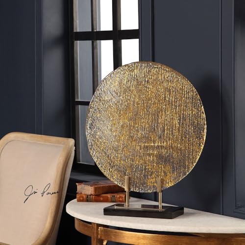 Uttermost Layan 21" High Gold Rippled Art Glass Charger con soporte miniatura 5