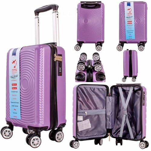Ryanair Underseat 40 x 25 x 20 cm Cases with, Combination Lock Cases with Detachable 360° Wheels,(Purple)