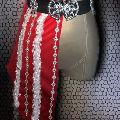 Vêtements de danse patchwork haut de gamme avec perles blanches - 5