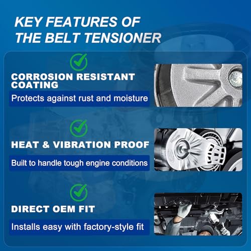 Image of Drive Belt Tensioner w / Pulley Fits Honda Accord 2003-2007, Civic 2006-2015, CR-V 2002-2014, Element 2003-2011, Acura TSX /CSX /RDX /ILX, Replaces 31170-RAA-A01 38278
