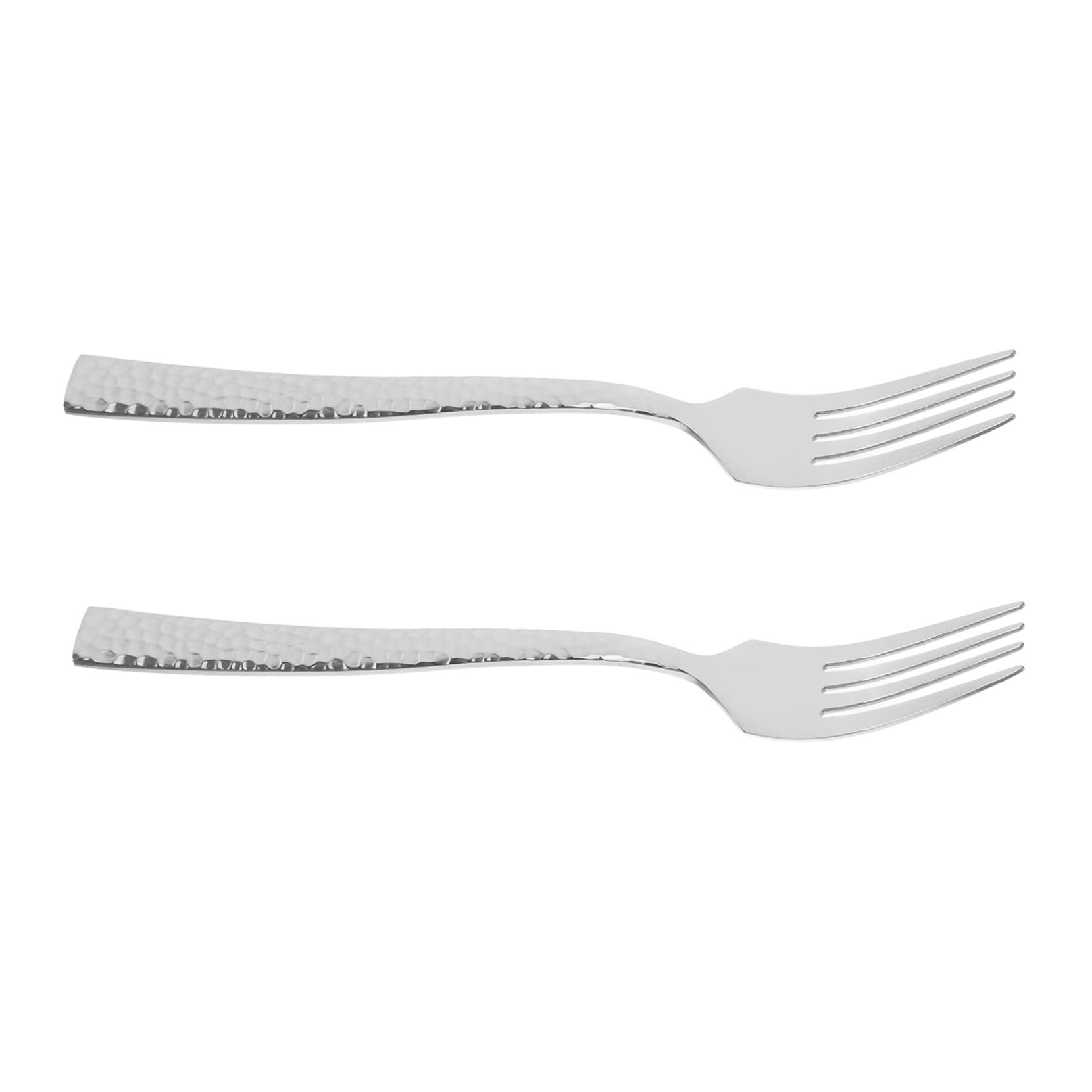 Cabilock 2pc Set Stainless Steel Hammered Forks Small Handle Forks for Salads Heavy Duty Metal Cutlery for Appetizers Silverware