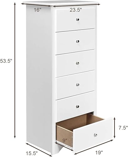 Miniatura 3 de Cómoda de 6 cajones, cómoda de 53.5 pulgadas, cajones de armario modernos con asas de metal, cómodas y cofres de madera, cómoda alta para