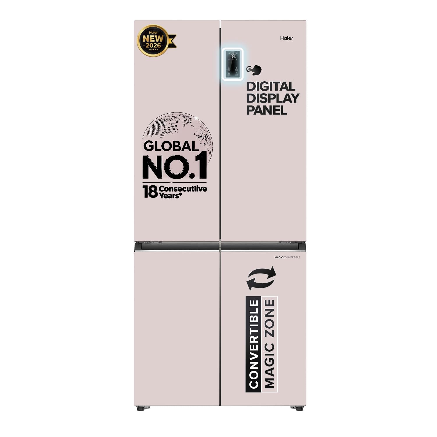 Haier 520 L 3 Star Lumiere Frost Free Triple Inverter French Door Side by Side Refrigerator (HRB-600MP, Mauve Pink, Magic Convertible Zone, Vogue Colourful Steel, Deo Fresh Technology, 2026 Model)