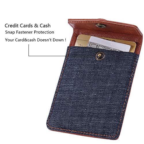 Frifun Card Holder For Back Of Phone With Snap Ultra-Slim Self Adhesive Phone Wallet Stick On Cell Phone Android All Smartphones Rfid Blocking Sleeve Covers Credit Cards And Cash(Dark Blue) #TOP1