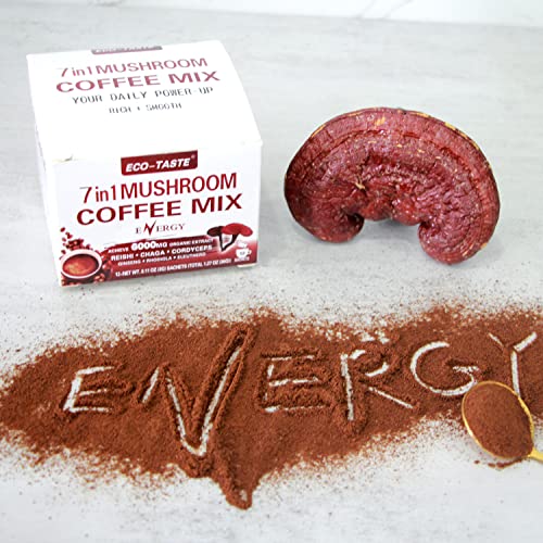 Mushroom Coffee Mix 7 in 1, TCM Designed for Energy with Reishi, Cordyceps, Chaga, Rhodiola, Ginseng, and Eleuthero Mushroom Extracts – 12 Sachets - Image 3