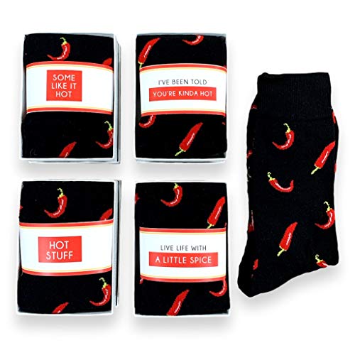 Doodle Beads You're Hot Chili Pepper Gifts for men, Funny Chili Pepper Socks For Men, Novelty Dress Socks For Men2