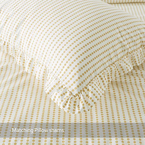 Jml 3 Piece Ruffle Skirt Bedspread Queen - 30 Inches Drop Ruffled Style Bed Skirt Coverlet Bedspread Set (430Gsm) With 2 Shams - Polka Dot, Breathable Bedding Quilt Set,Gold #TOP4