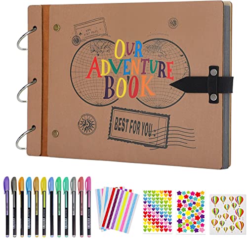 SEEHAN Livres d'aventure Album Photo Pages Noires Livre d’Or de Mariage ou Scrapbooking Album de Voyage Cadeaux pour Noël, Les Mariages Les Anniversaires et Les fêtes de Fin d'année