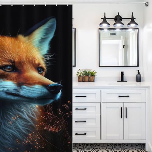 Rideau de douche renard en polyester imperméable 183x183 cm avec 12 crochets