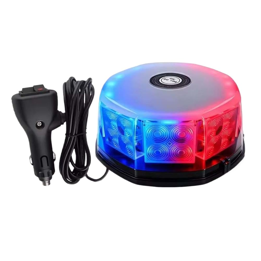 Luz estroboscópica para coche, baliza giratoria LED roja y azul, 12V, 24V, Compatible con vehículos, camiones, montacargas