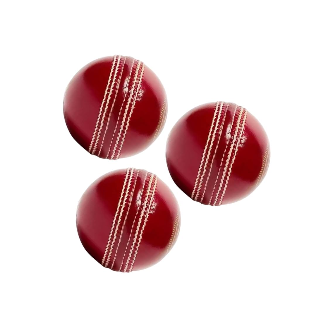 Red Leather Cricket Ball - 4-Piece Ball for 40-50 Overs, Hand-Stitched Craftsmanship for Professional Performance and Durability in Every Game Pack of (3)-picture-24
