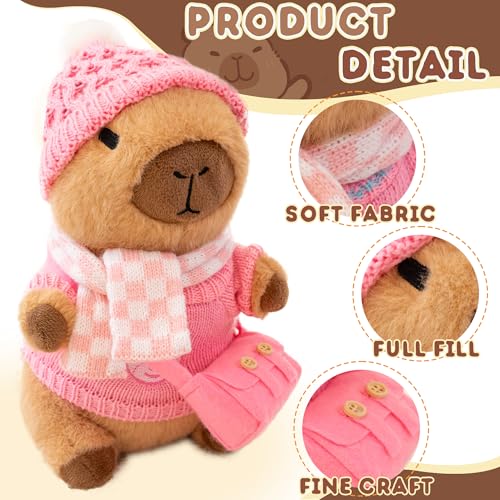 Image of Capybara Plush for Boys Girls Birthday Dress Up Cute Plushies,10 Pcs Set,9 Clothes and Accessories Kawaii Stuffed Animal Plushie Toy, Soft Peluche Doll for Kids 10.2 in