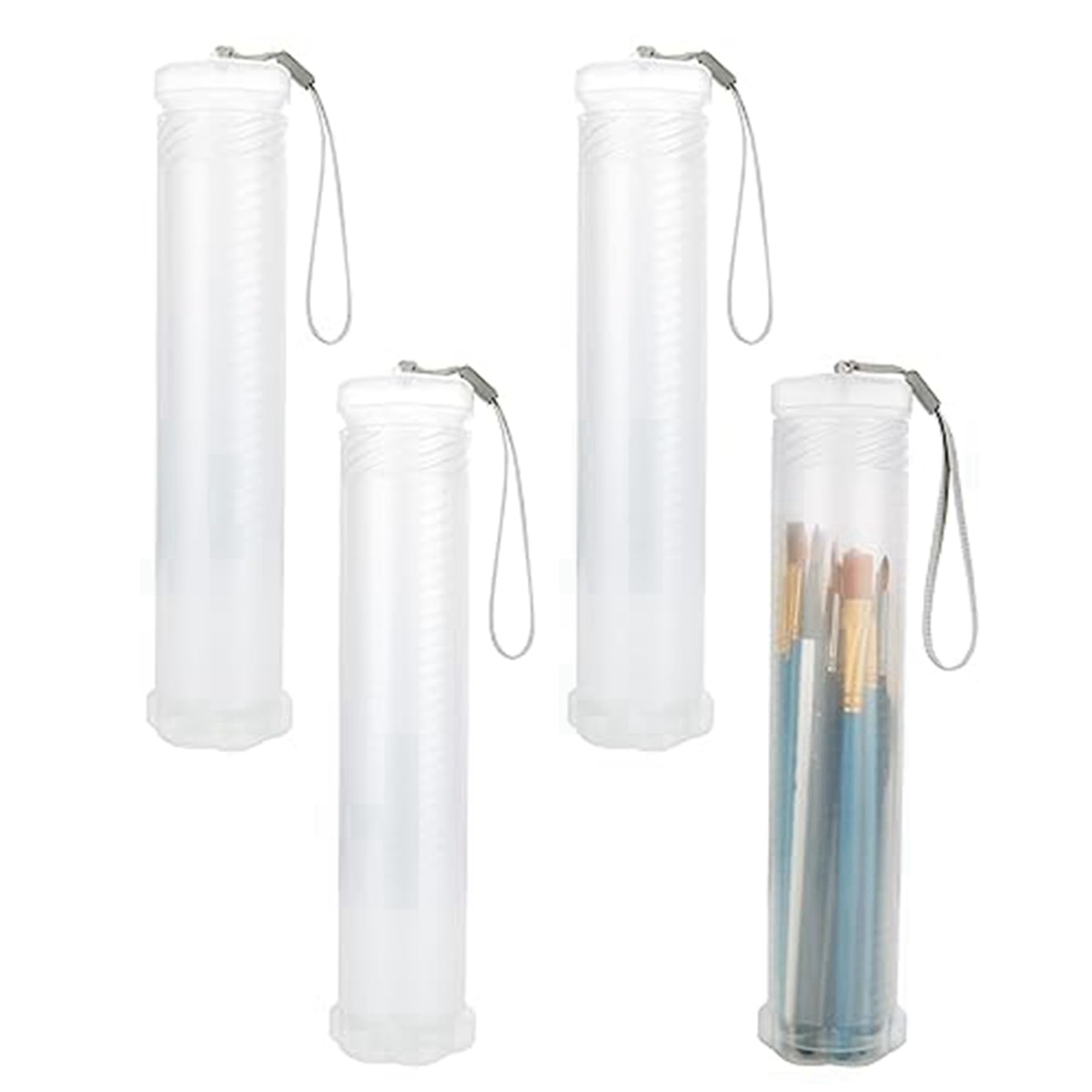 Confezione da 24 Astucci Estensibili nel Plastica per Pennelli, Tubo Porta Pennelli Lungo Trasparente, Contenitore per Matite