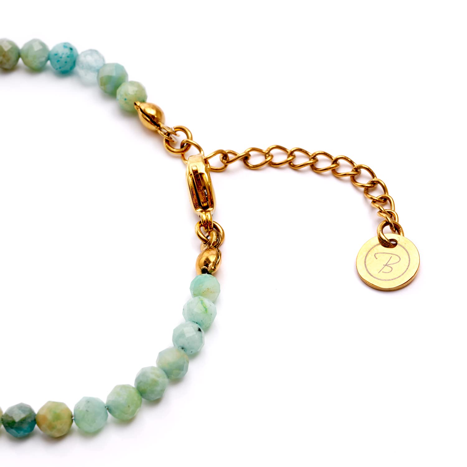 BERGERLIN Echtes Naturstein Perlenarmband - Naturstein geprüft in Deutschland, mit 925 Sterling Silberperle oder vergoldeter Perle - Mit Verschluss und Echtheitszertifikat, für Damen und Herren