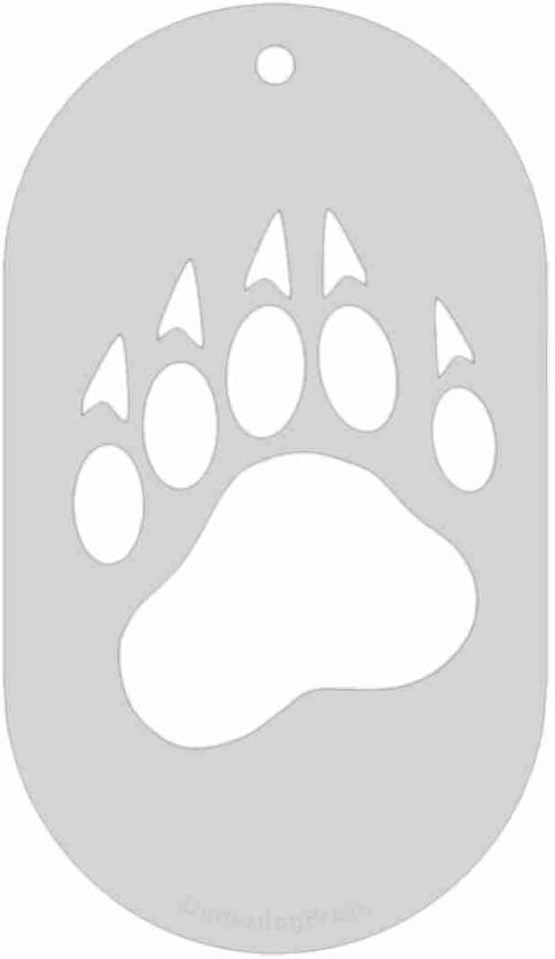 Stencil- Bear Paw, 2x1.5 Inch Image on 3.5x2 Border, Size 1