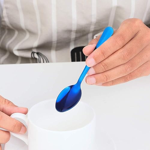 Miniatura 9 de Juego de 12 cucharas de café Demitasse de acero inoxidable, mini cuchara de 4.5 pulgadas, pequeñas cucharas de espresso para café, azúcar, postre,