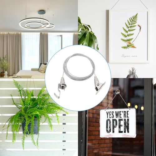 Image of PATIKIL 8 Pcs Adjustable Picture Hanging Wire Kit,2m /6.6ft Fit for 1.5mm Wire Heavy Duty PVC Coated Stainless Steel Wire Rope Hanger Hardware with 180 Degree Rotary Hook for Hanging Mirror