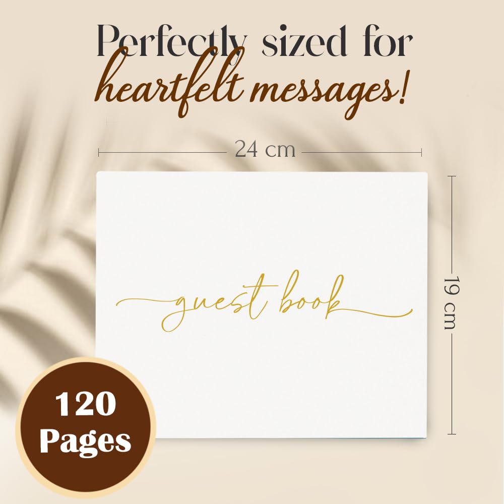 Plantvibes Wedding Guest Book, 120 Thick Pages that Prevent Ink from Bleeding Through, Modern Style with Golden Title - Image 2