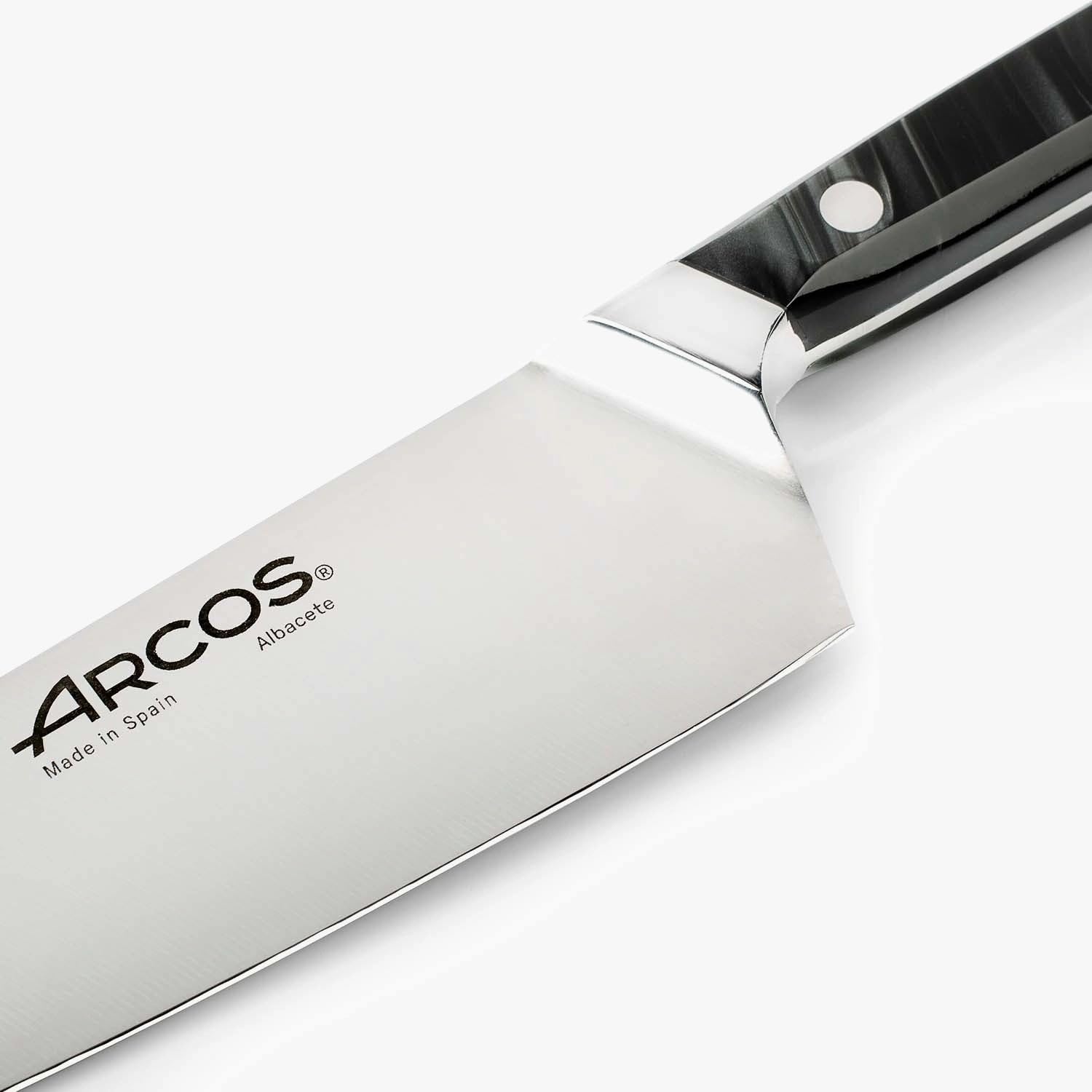 Arcos Serie Eclipse - Cuchillo de Chef - Hoja de Acero Inoxidable Forjado con Filo Seda Plus de 200 mm - Pulido Brillo Especial - Mango Acrílico - Color Negro