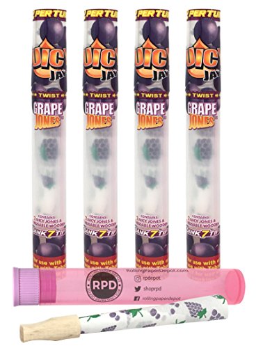 Juicy Jay's Juicy Jones Pre-rolled Grape Cone (4 Packs) with Authentic Rolling Paper Depot Kewl Tube