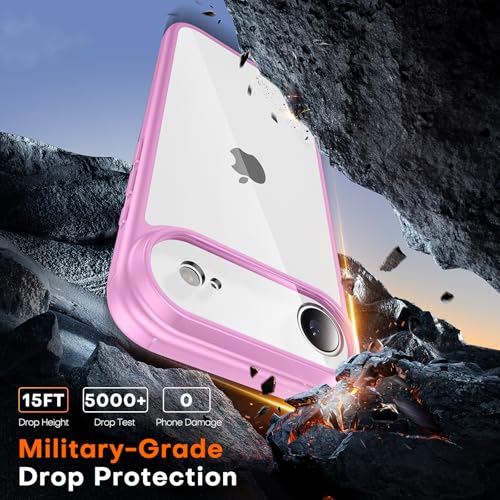 Image of TAURI for iPhone Air Case, with Screen Protector, Pink | Full Camera Protection, Anti-Yellowing Military-Grade Protection Shockproof Slim Phone Case for iPhone 17 Air