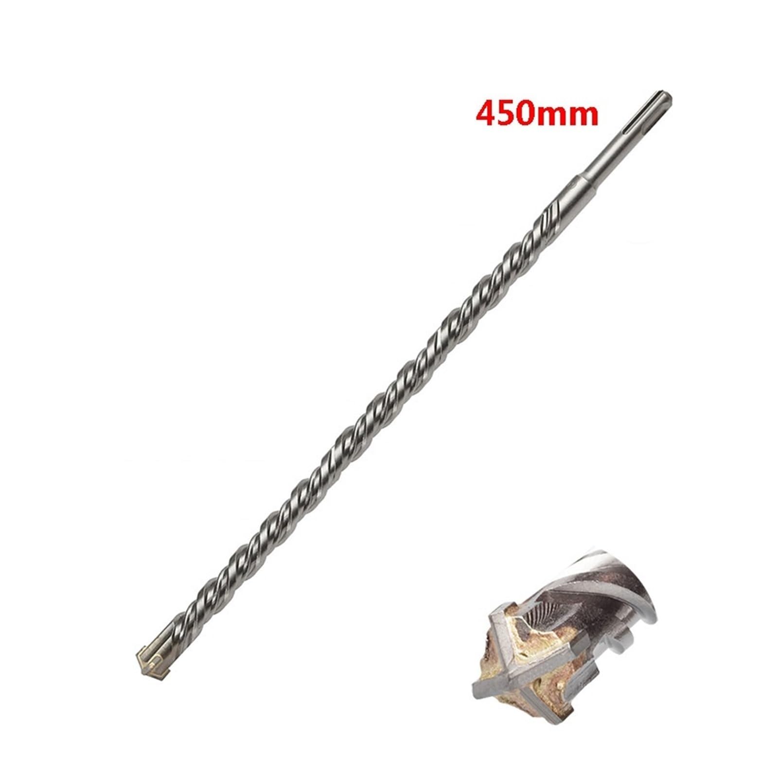 Broca de impacto de 4 hojas extendida for hormigón, 1 unidad de 450 mm (17,7 pulg.) for hormigón de pared(14mm x 17.7in/450mm)