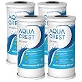 AQUA CREST FXHTC Whole House Water Filter, Well Water Filter Replacement for GE® FXHTC, GXWH40L, American Plumber W10-PR, Culligan® RFC-BBSA, W10-BC, Carbon Filters, 5 Micron, Pack of 4
