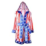 HUALIL Kids Rocky Balboa Apollo Boxing American Flag Robe Shorts Boy Movie Cosplay Set M