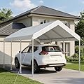 Aoxun Carport 10x15 ft Heavy Duty Canopy, Adjustable Height Potable Car Canopy for Cars, Boats, Trucks, Outdoor Carport Shelter Portable Garage with Reinforced