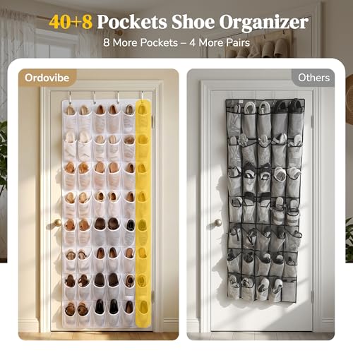 48-Pocket Ordovibe Over-the-Door Mesh Shoe Organizer (White) - image 3