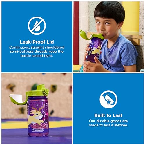 Image of Nalgene Kids' 12 oz On The Fly Lock-Top Water Bottle, Purple Hoot